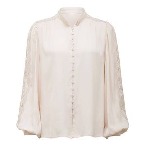 Jenna Satin Trim Detail Blouse in Cream